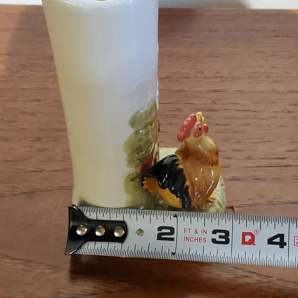 Vintage Otagiri Rooster Chicken Bud Vase Embossed‎ Farm Scene Otagiri Japan